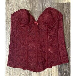 Vintage Lady Marlene Lace Bustier Corset Top 32A Red Whimsy Goth Lingerie